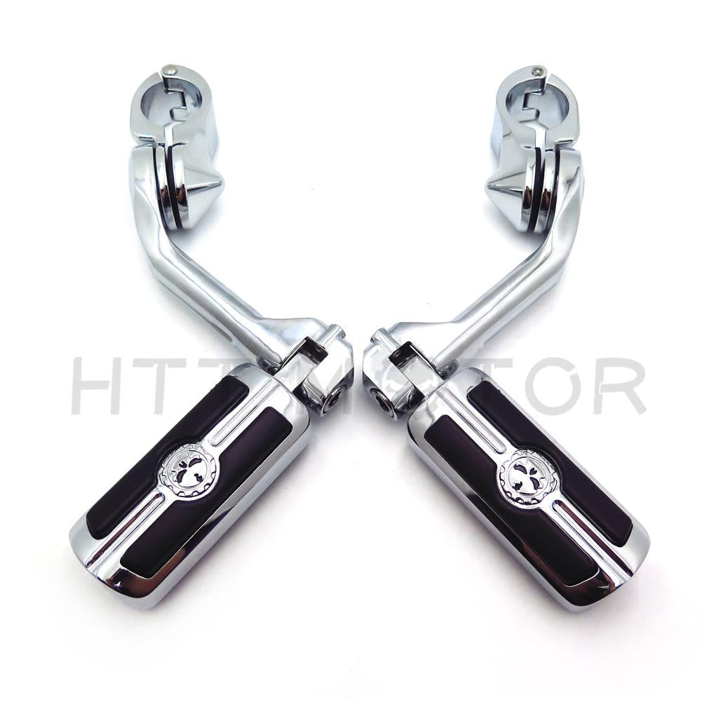 Chrome 5" Long Foot Peg Kit 1.25" Engine Guard For Softail Deluxe FLSTN