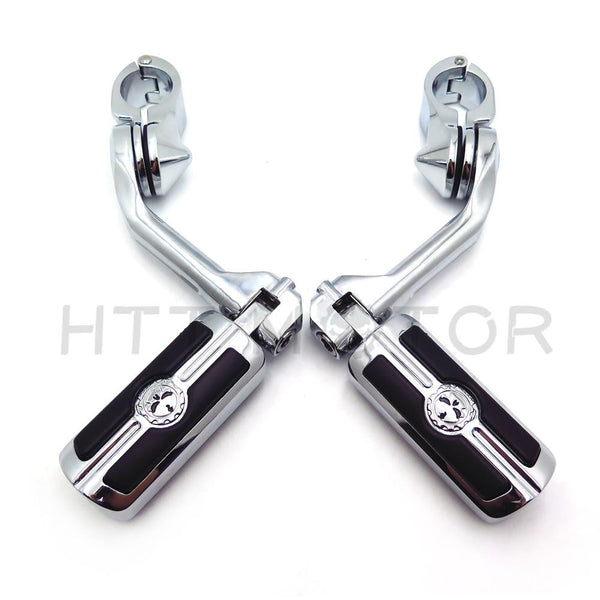 Chrome 5" Long Foot Peg Kit 1.25" Engine Guard For Softail Deluxe FLSTN