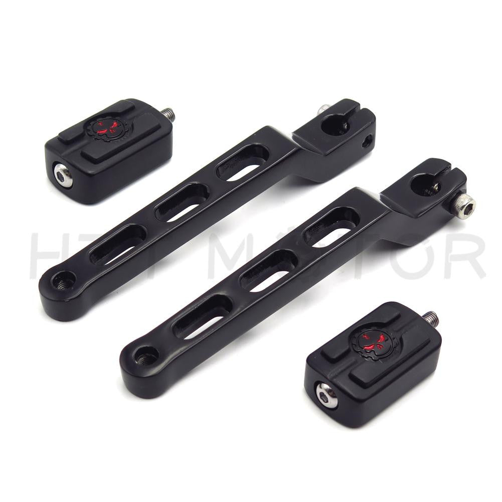 HTT Motorcycle Black Aluminum Heel/Toe Shift Levers with Skull Shifter Pegs For Harley Davidson Heritage Softail FLST 1986-later