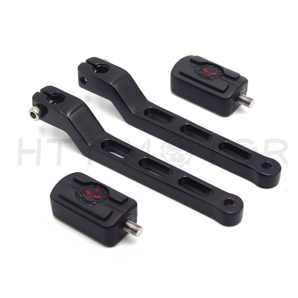 HTT Motorcycle Black Aluminum Heel/Toe Shift Levers with Skull Shifter Pegs For Harley Davidson Fat Boy FLSTF 1980 and later