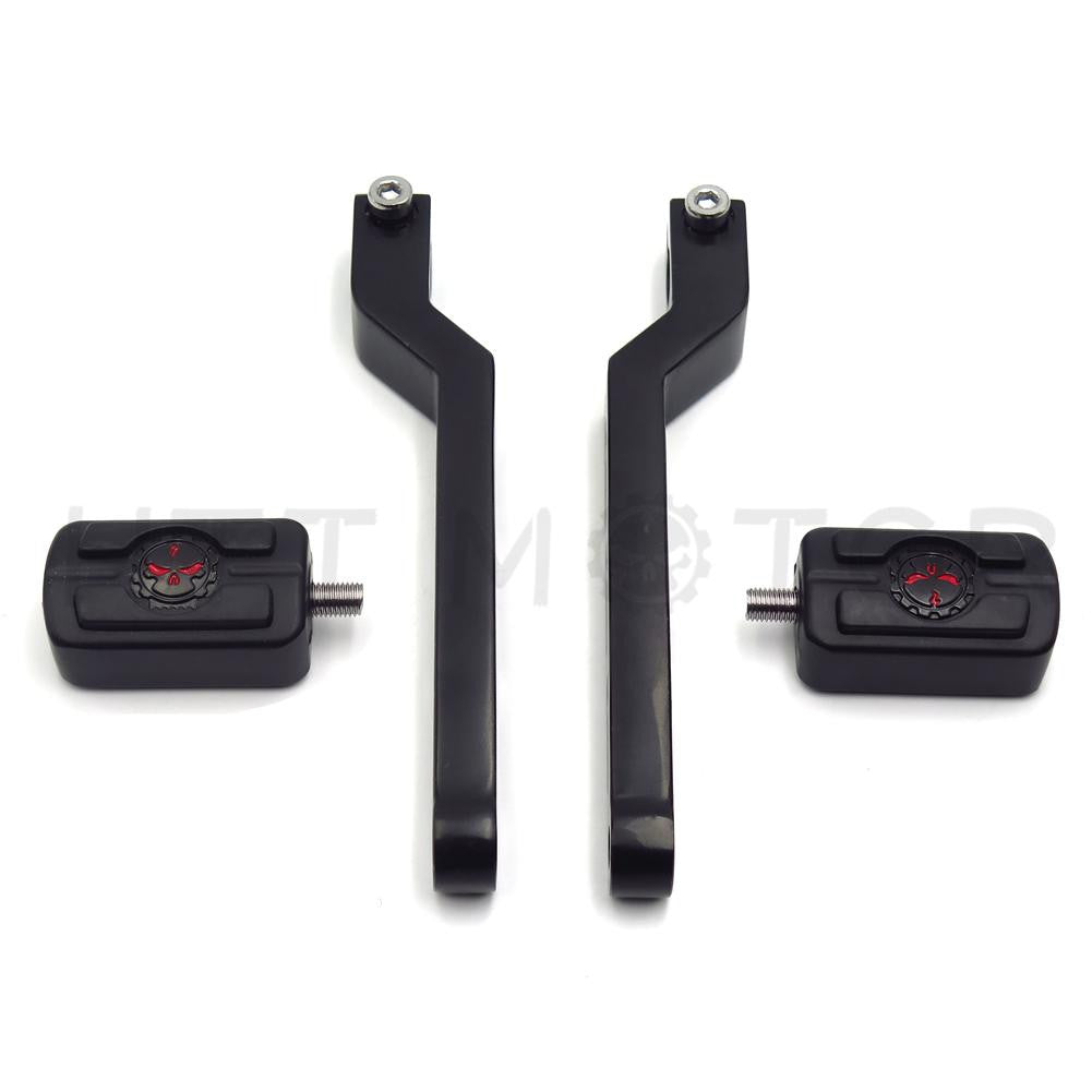 HTT Motorcycle Black Aluminum Heel Toe Shift Levers/Gear Shift Pedal Levers with Skull Shifter Pegs For Harley Davidson Heritage Softail FLST 1986-later