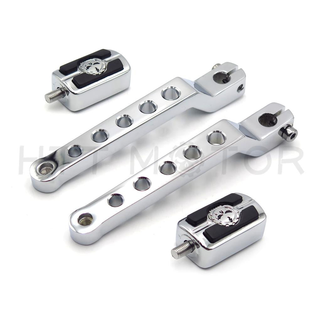 HTT Chrome Skull Silver Circle Cut Heel/Toe Shift Lever w/ Shifter For Harley 1986-later FL Softail/ 1988-later Touring/ 2008-later Trike