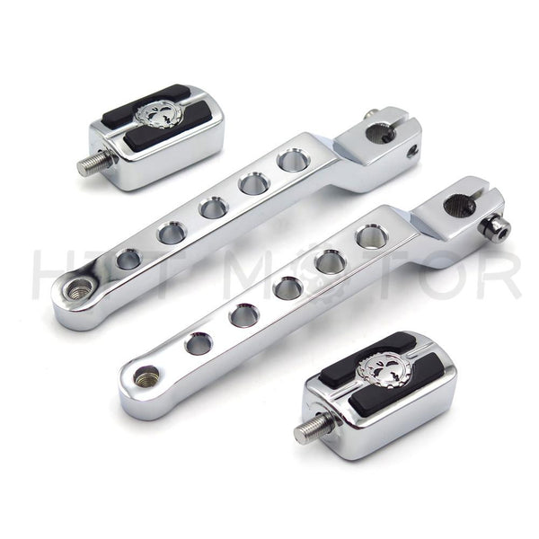 HTT Chrome Skull Silver Circle Cut Heel/Toe Shift Lever w/ Shifter For Harley 1986-later FL Softail/ 1988-later Touring/ 2008-later Trike