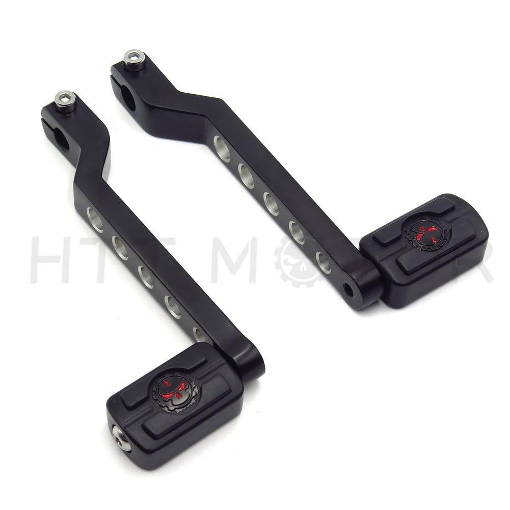 HTT Motorcycle Black Skull Pegs w/ Hollow-out Heel/Toe Shift Levers For Harley Davidson Fat Boy FLSTF 1980 and later