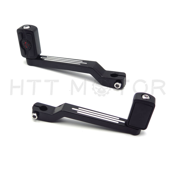 HTT Motorcycle Black Skull Pegs w/ Grooved Heel/Toe Shift Levers For Harley Davidson Fat Boy FLSTF 1980 and later
