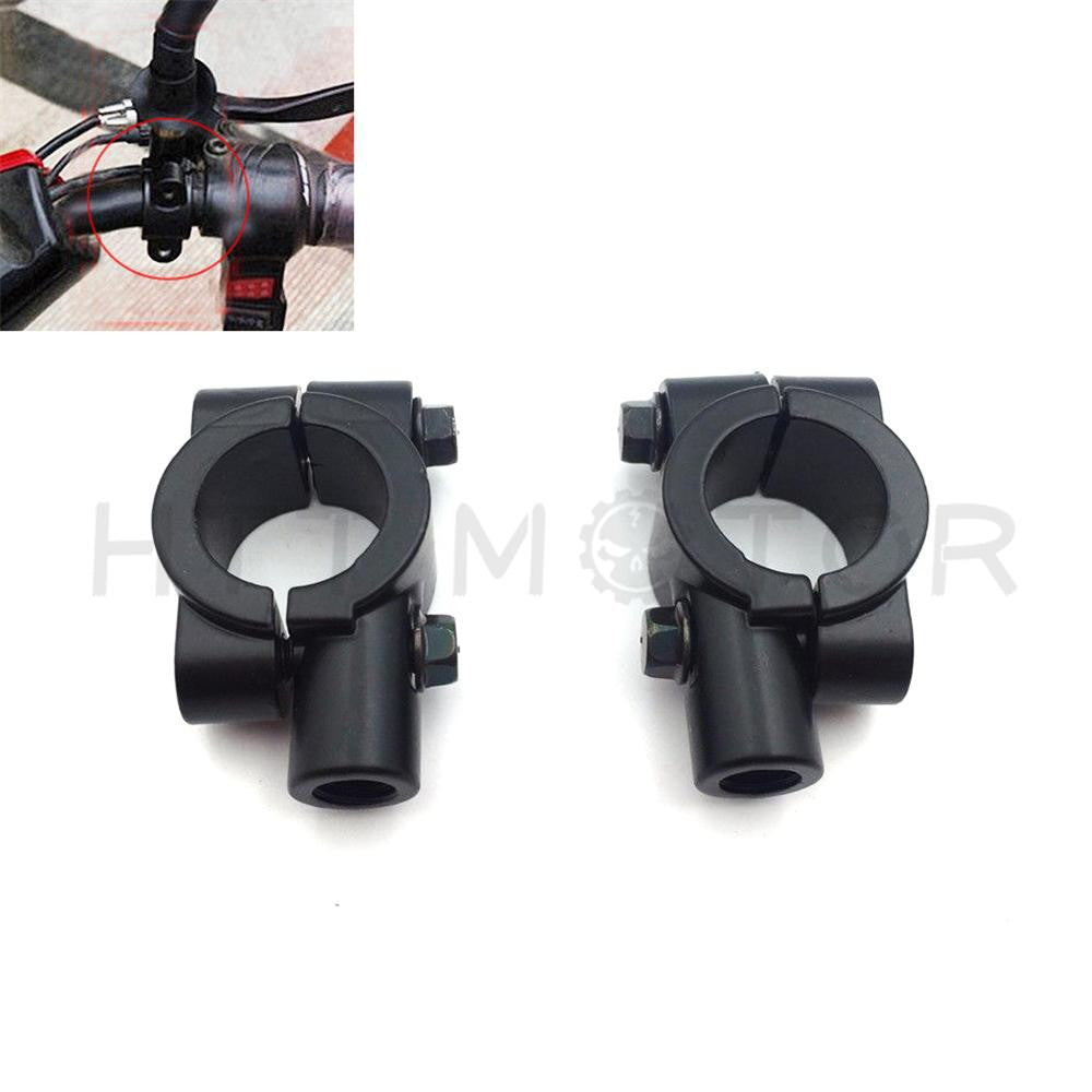 Black 1" 25mm Motorcycle HandleBar 10mm Mirror Thread Mount Holder Clamp Adaptor