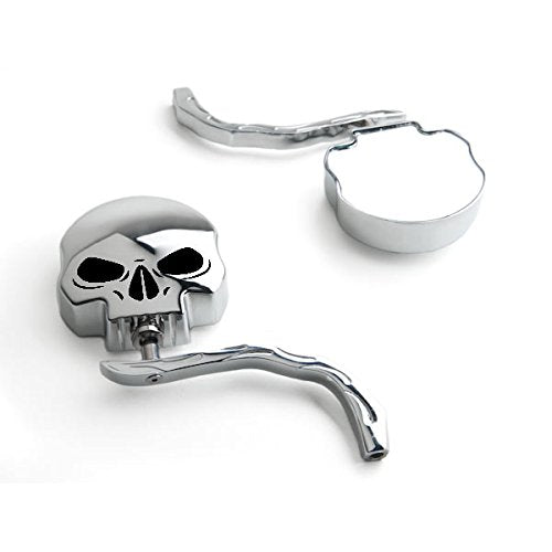 Skull Flame Chrome Side Mirrors Fit Harley Road King Electra Street Glide Ultra