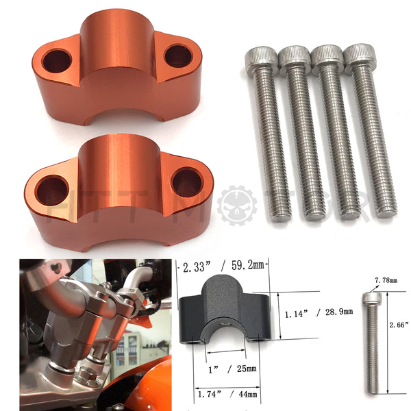 Riser higher handlebar riser 25mm Adaptor for KTM Duke 200 250 390 2013-2016 Orange