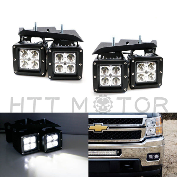 HTTMT- CREE LED Pod Foglight Bracket Wire For 07-May-14 Chevrolet Silverado 2500 3500