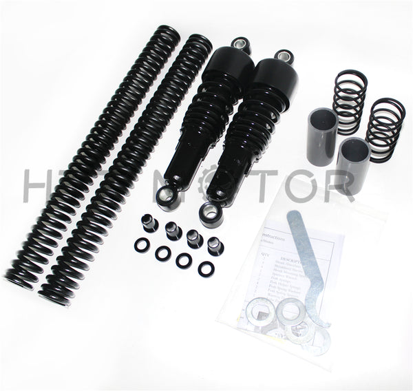 HTTMT- Black Slammer Shocks + Fork Springs Lowering Kit 2006-2014 Harley Dyna FXD
