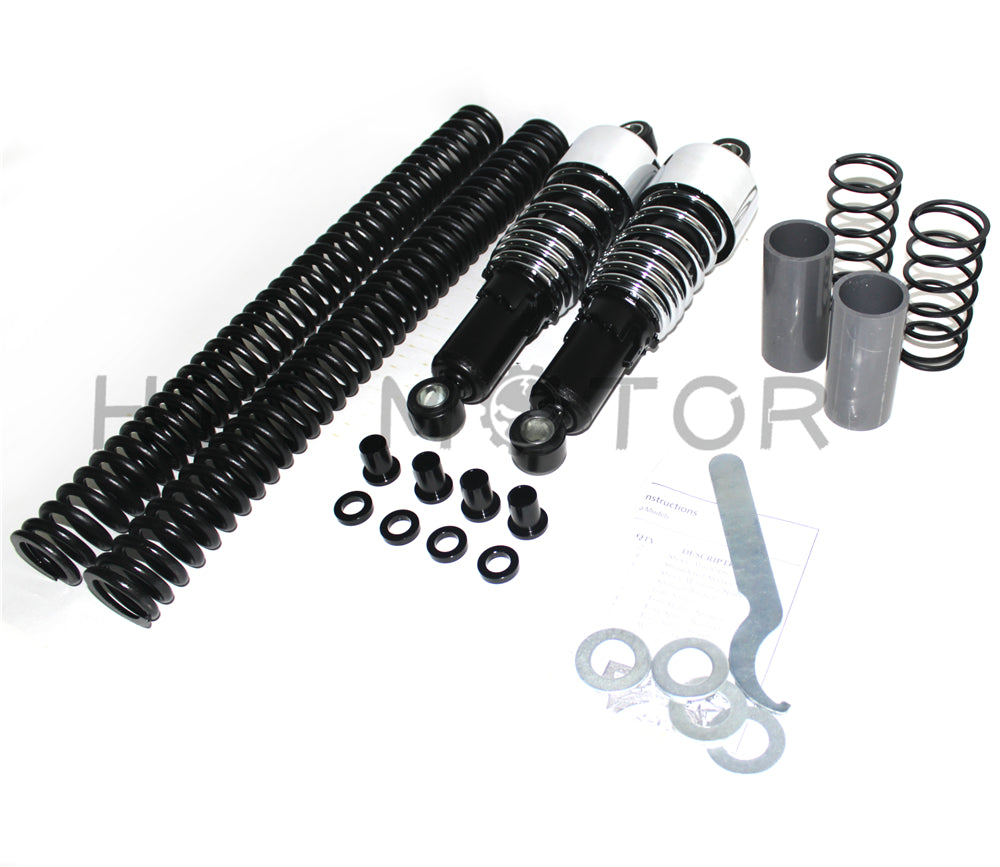 HTTMT- Chrome Slammer Shocks + Fork Springs Lowering Kit 2006-2014 Harley Dyna FXD