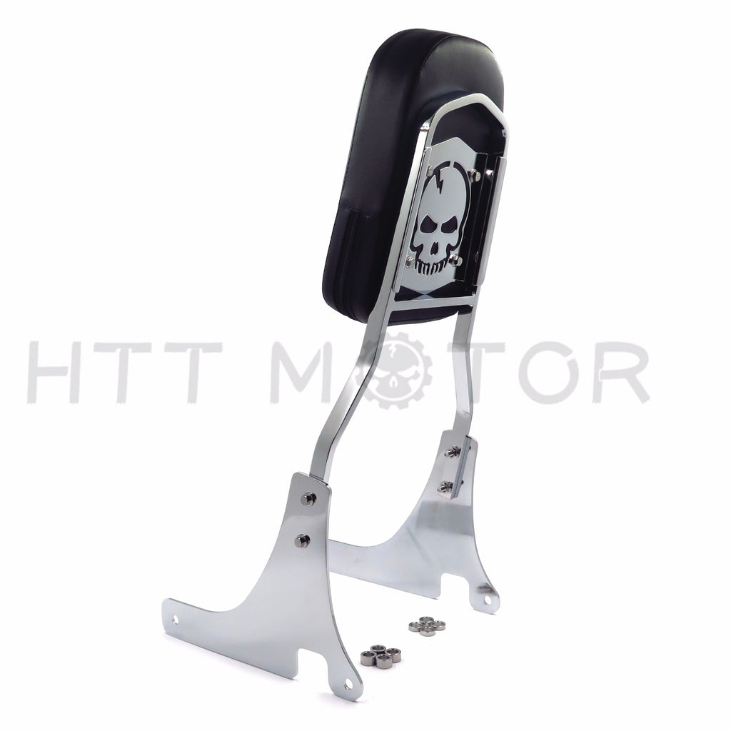 HTTMT- Chrome Skull Backrest Sissy Bar w/ Leather Pad For Kawasaki Vulcan 800 1996-2005