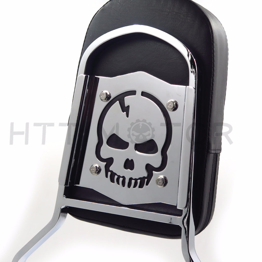 HTTMT- Skull Backrest Sissy Bar w/ Pad For 97-03 Honda Shadow ACE ACE 400/VT400 Chrome
