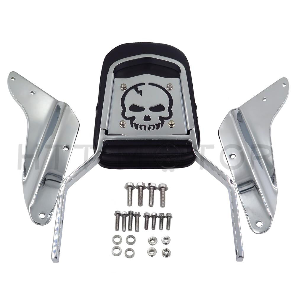 Chrome Skull Backrest Sissy Bar with Leather Pad For Honda Magna 750 VF750/250 VF250