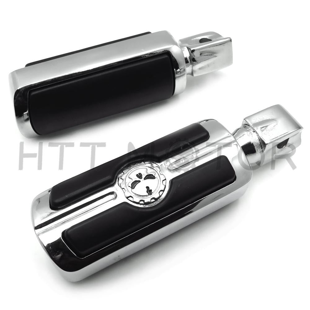 Chrome Gear Skull Footpegs For Sukuzi REAR Marauder 1600 Yamaga Virago 250 Front