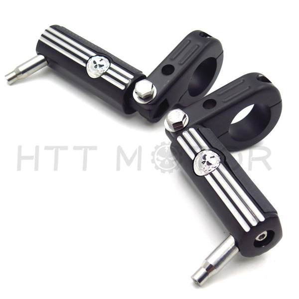 Black Gear Skull FootPeg Engine Guard Foot peg Mounting Rest Bar For Harley 1.5"