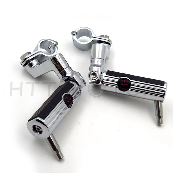 2x Motorcycle High Class Aluminum Front Foot Pegs Kit For 1.5" Engine Guard Bar