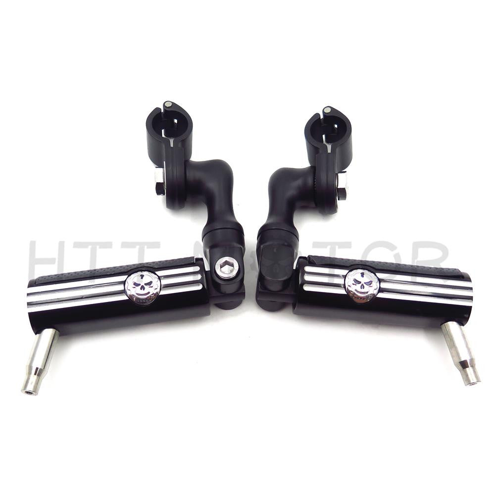 Black Highway Foot Pegs Footrest 1 1/4" Engine Guard Mounts Clamps For Harley