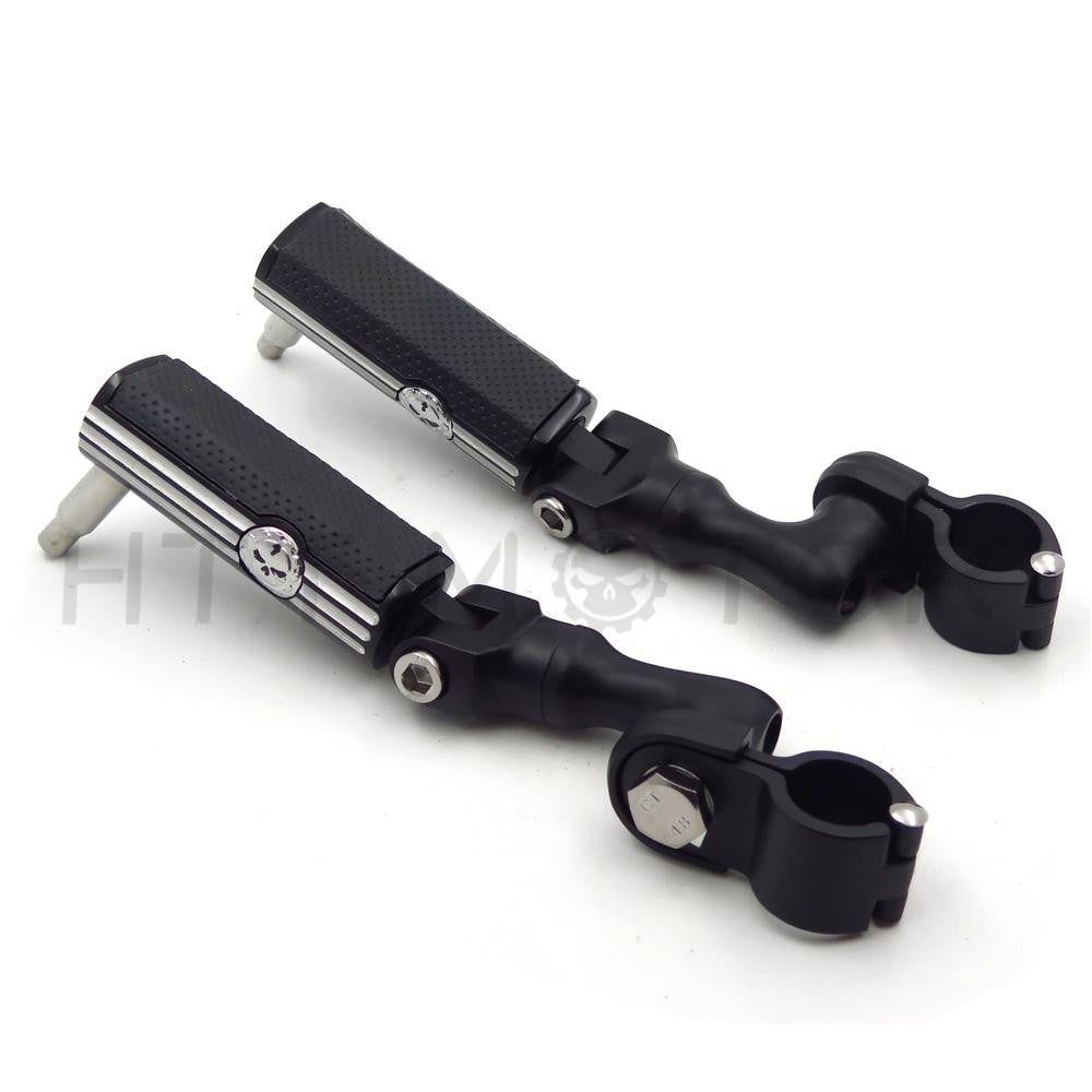 Gear Skull 1.5" Footpeg Mounting Kit Black Short Angled
