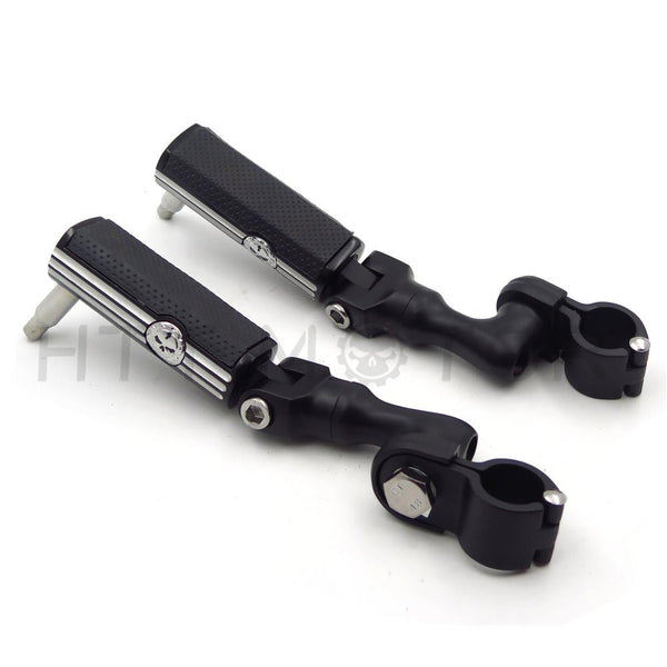 Gear Skull 1.5" Footpeg Mounting Kit Black Short Angled