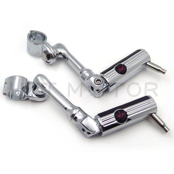 Gear Skull 1" 25mm Footpeg Mounting Kit Chrome Long Angled