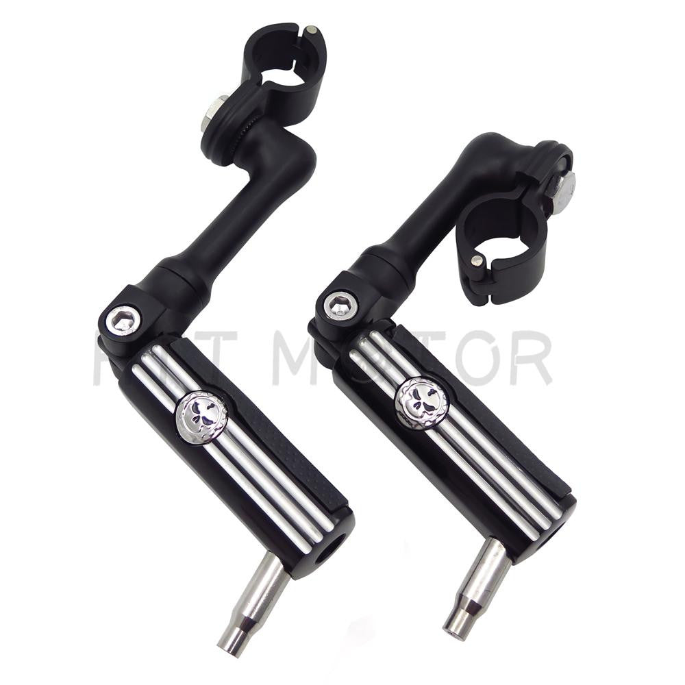 Black Angle Adjustable 1.5" Skull FootPeg For Honda GoldWing Shadow Valkyrie