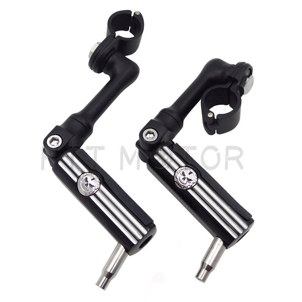 Black Angle Adjustable 1.5" Skull FootPeg For Honda GoldWing Shadow Valkyrie
