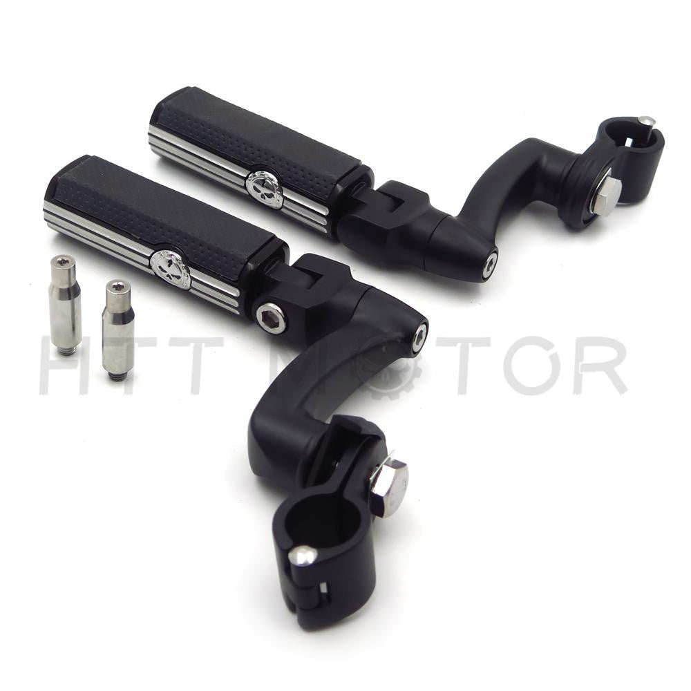 Gear Skull 1" 25mm Arched Footpeg Mounting Kit Chrome Black