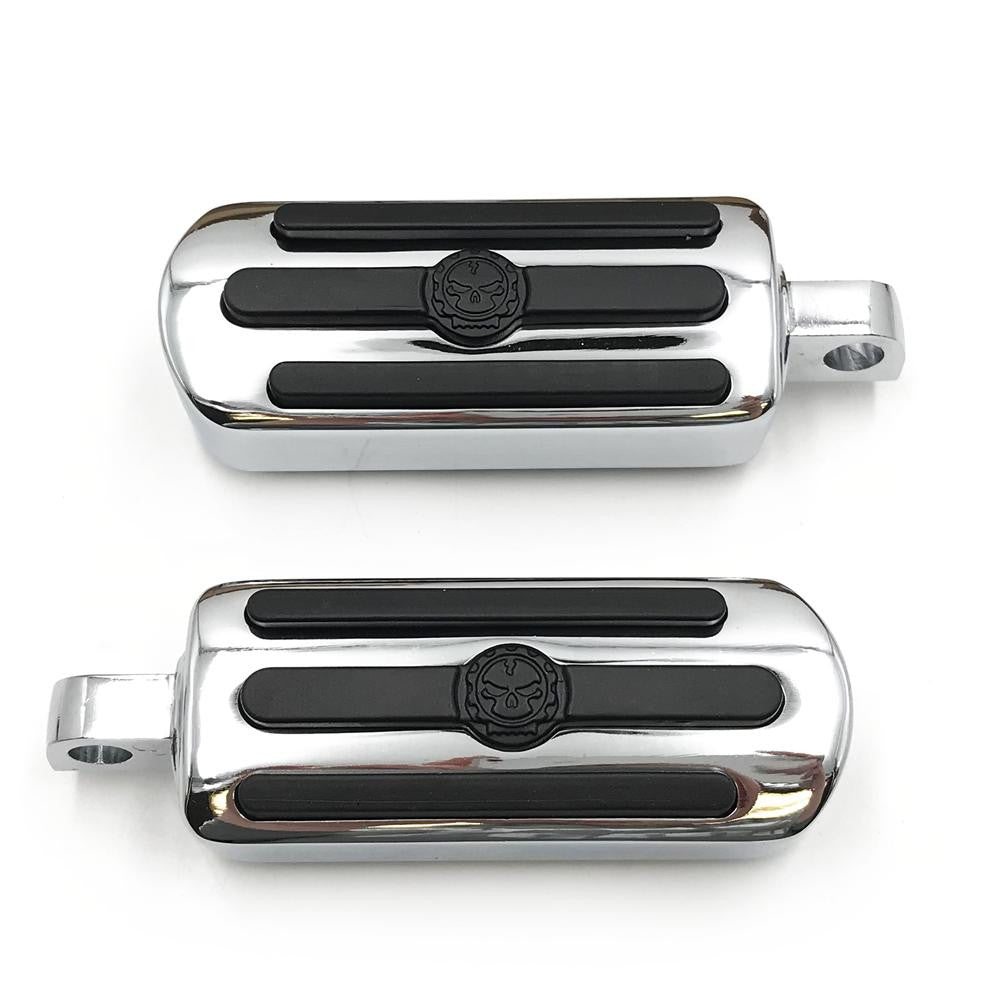 Chrome Gear Skull Footpeg Footrest For 84-18 Harley V Rod Muscle Tri Glide