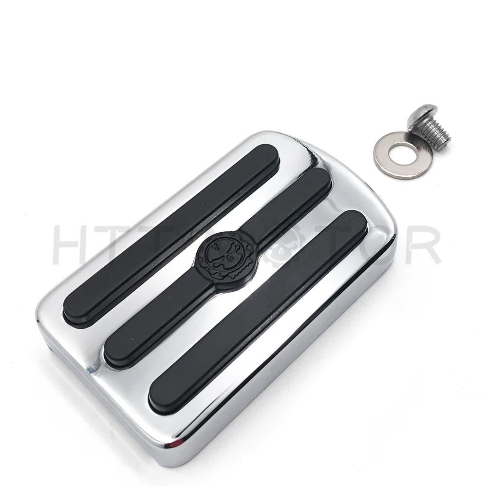 Gear Skull Large Brake Pedal Pad For Harley 12-17 Dyna FLD 86-17 FL Softail Chrome