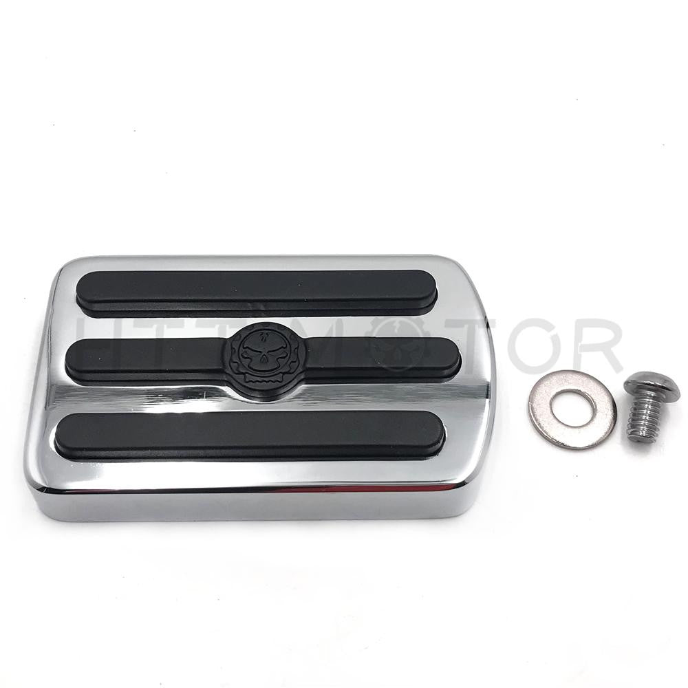 Chrome Gear Skull Brake Pedal Pad For Harley Road King Roadster Ultra Switchback