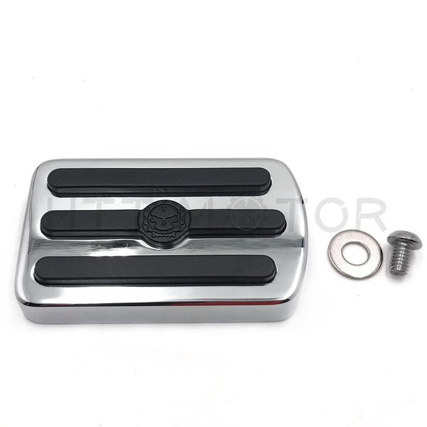 Chrome Gear Skull Brake Pedal Pad For Harley Road King Roadster Ultra Switchback