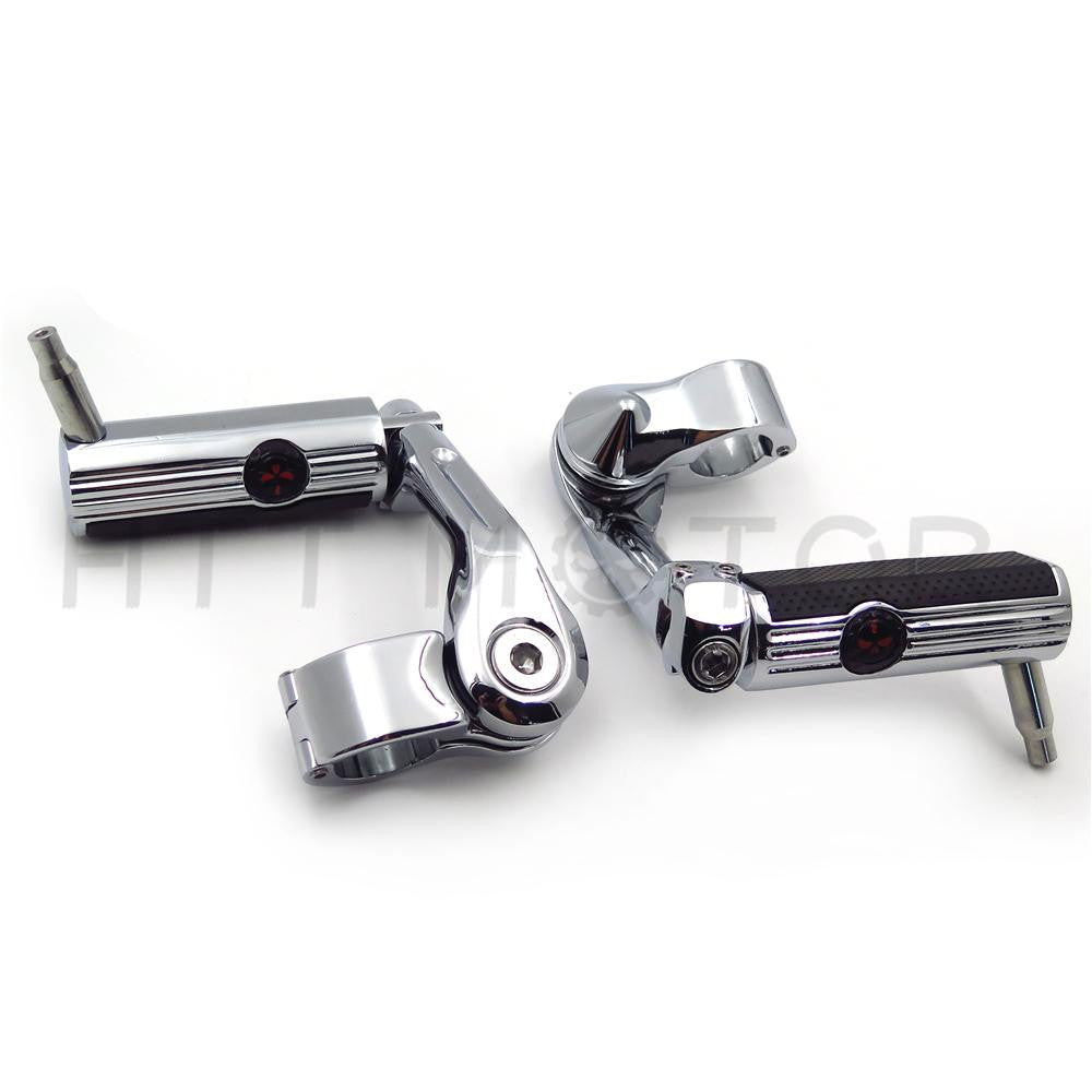 1.25" 32mm Adjustable Highway Long Mount Skull Footpeg For Harley Touring