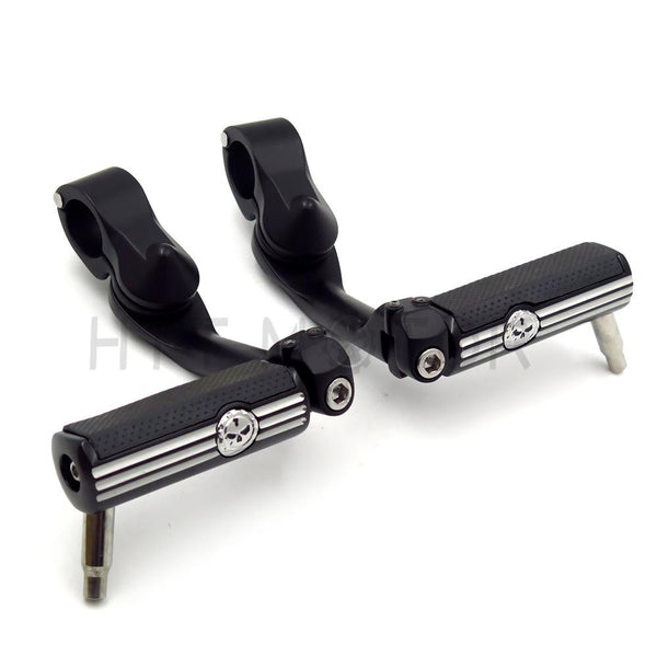 1.25" Adjustable Highway Long Mount Skull Footpeg For Harley Touring Black