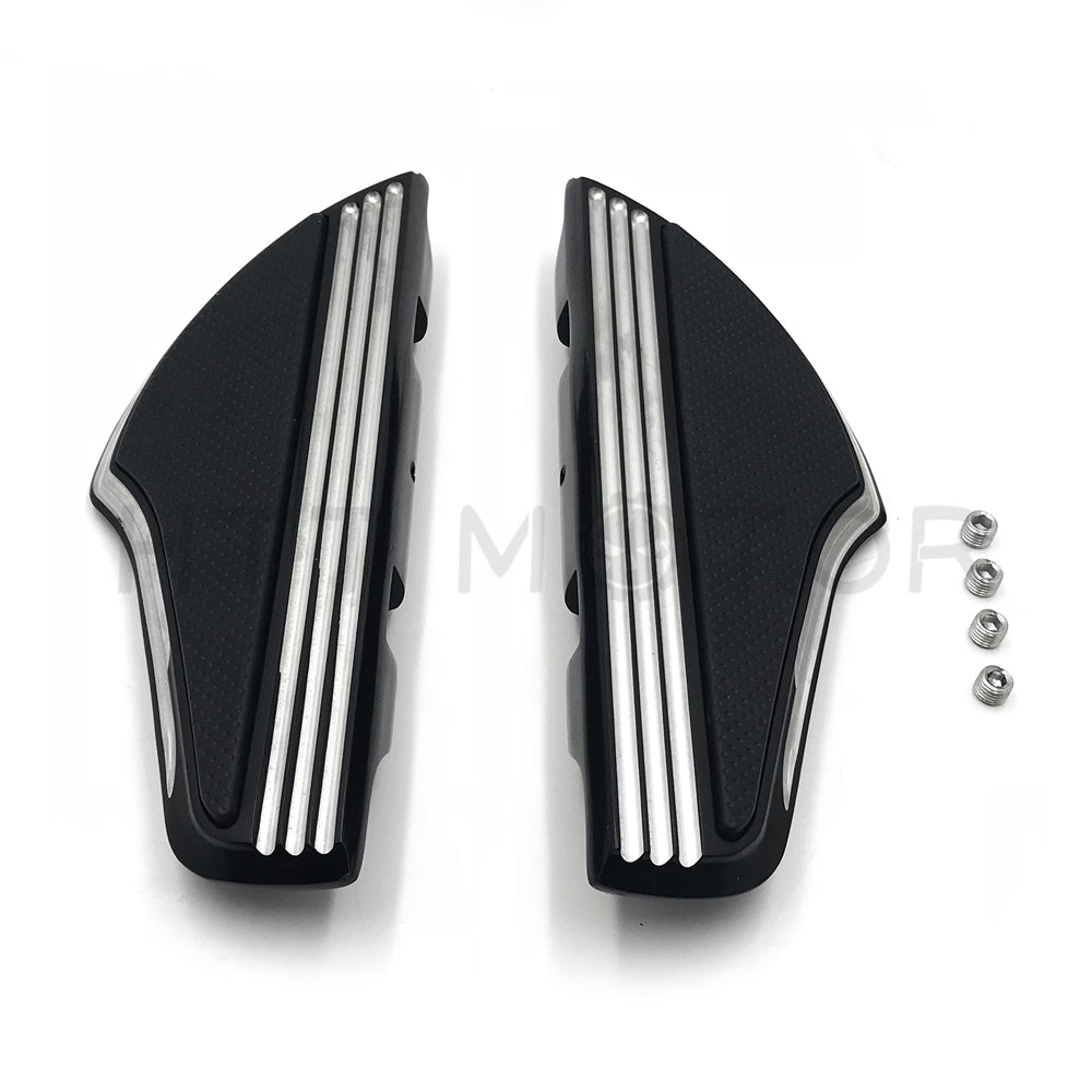 Shark Fin Defiance Passenger Footboard Kit For Harley 06-17 Dyna 00-19 Softail Black