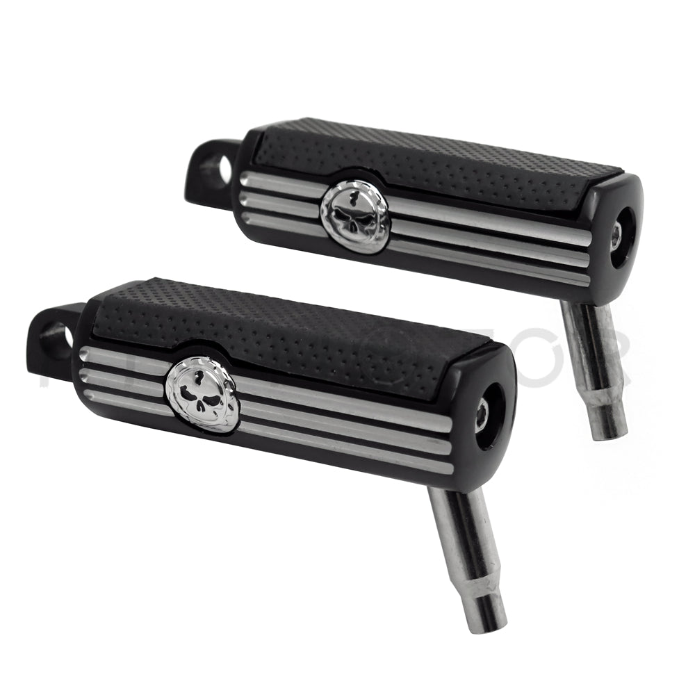 New Pair Foot Pegs Rest Gear Skull For Harley Motorcycle Touring Male Peg Mount FL