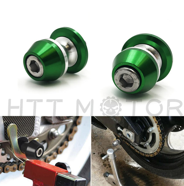 Universal Motorcycle CNC Swingarm Swing Arm Spools Sliders Stand Bobbins 10mm Green
