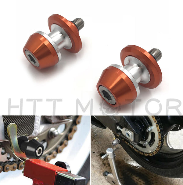 Universal Motorcycle CNC Swingarm Swing Arm Spools Sliders Stand Bobbins 10mm Orange