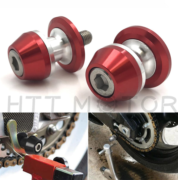 Universal Motorcycle CNC Swingarm Swing Arm Spools Sliders Stand Bobbins 10mm Red