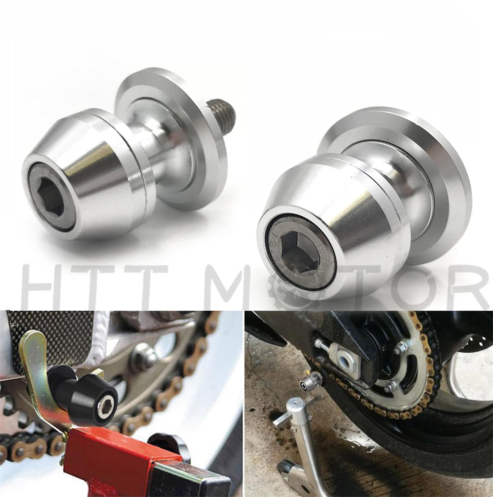 Universal Motorcycle CNC Swingarm Swing Arm Spools Sliders Stand Bobbins 10mm Silver