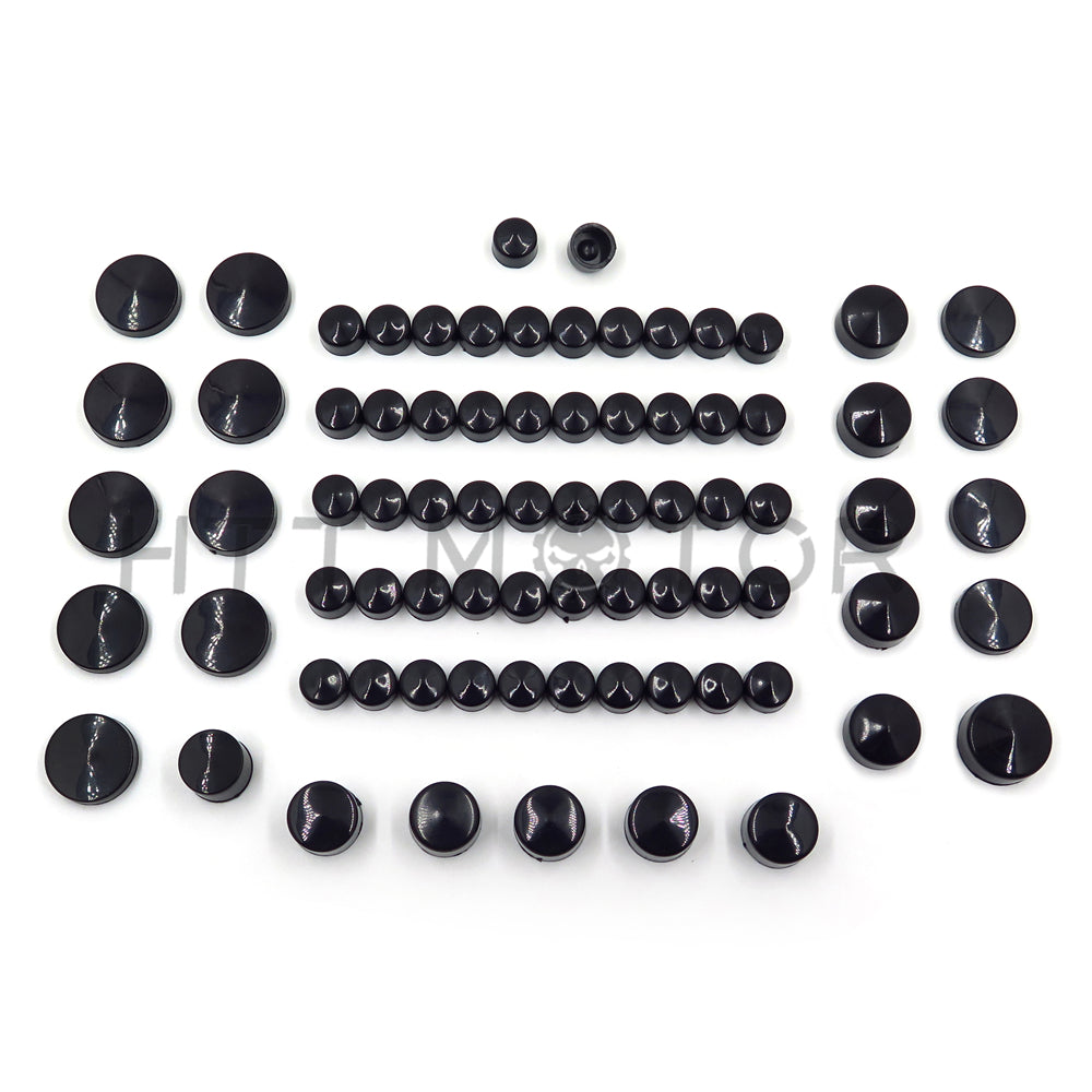 HTTMT- 77 Piece Black Caps Cover Kit for 04-15 Harley Sportster Engine & Misc Bolt Nut