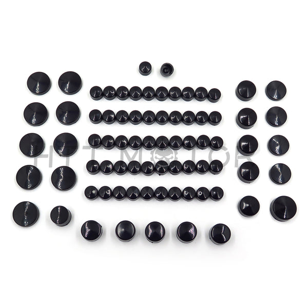 HTTMT- 77 Piece Black Caps Cover Kit for 04-15 Harley Sportster Engine & Misc Bolt Nut