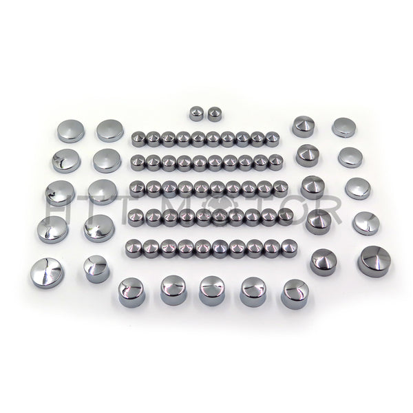 HTTMT- 77 Piece Chrome Caps Cover Kit for 04-15 Harley Sportster Engine & Misc Bolt Nut