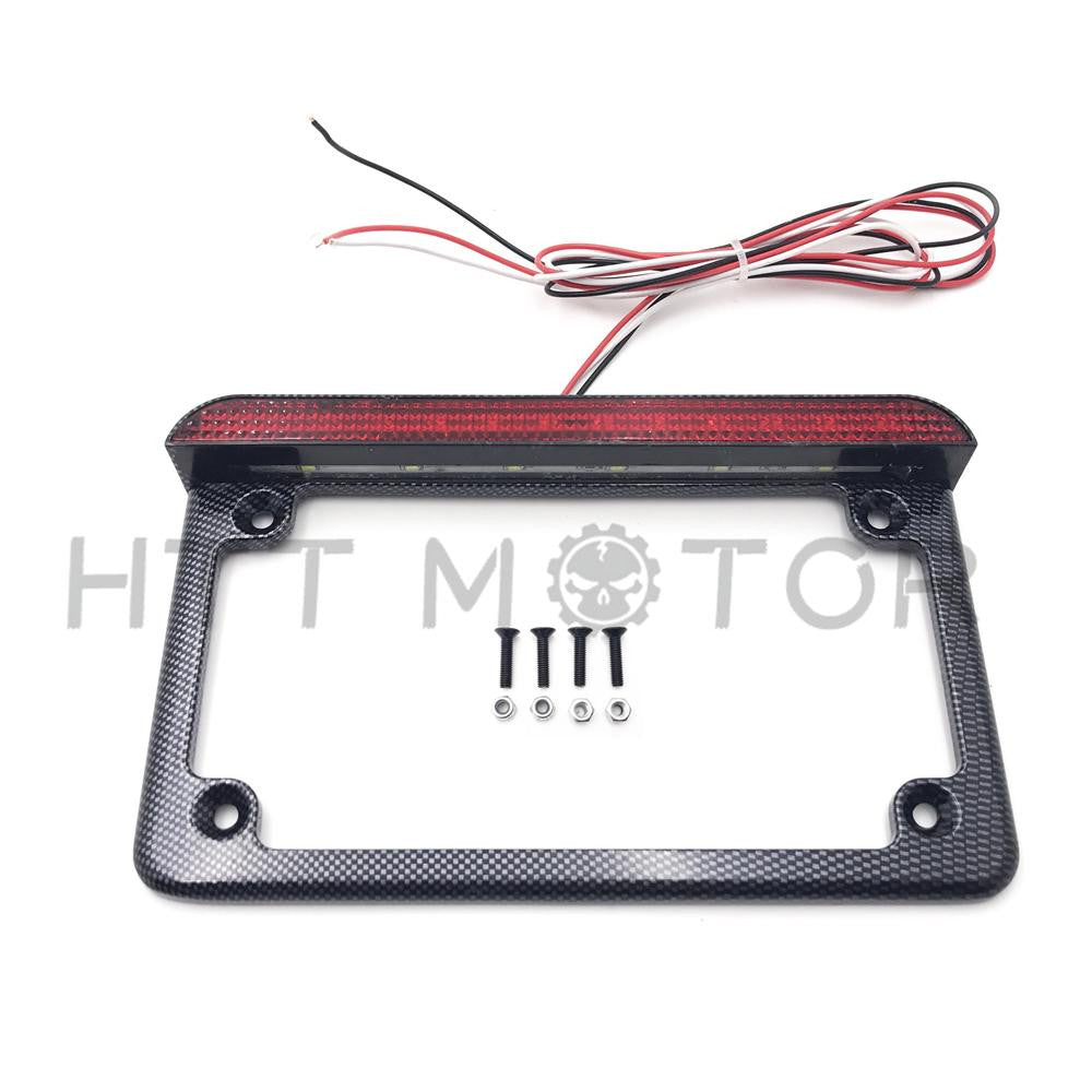 7"x4" License Plate Frame 6" LED For Honda/Suzuki/Yamaha/Kawasaki/Harley