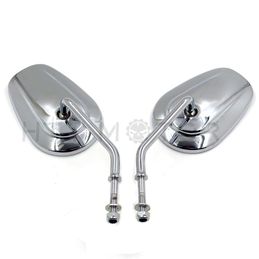 CHROME TAPERED TEARDROP REARVIEW LONG STEM MIRRORS FOR HARLEY MOTORCYCLE