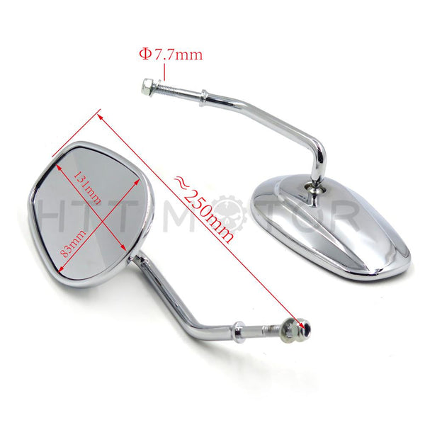 Chrome Rearview Side Mirrors For Harley Davidson FLSTC FXDB DYNA FXDF FLSTF 8mm
