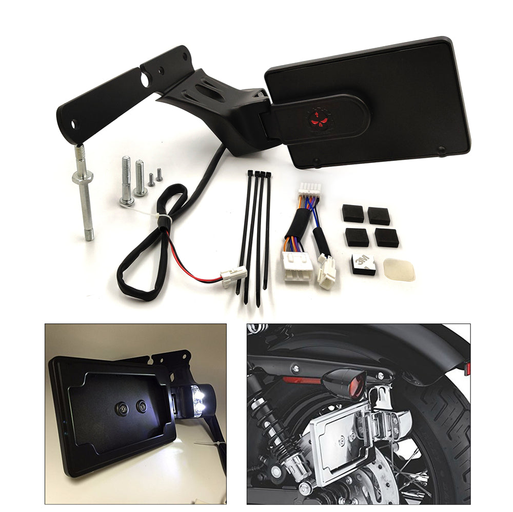 Skull License Plate Bracket w/ LED light Fits Harley Forty Eight XL1200X