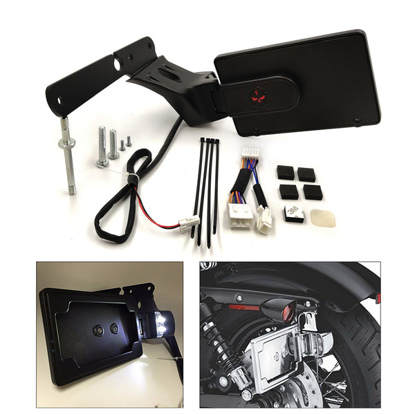 Skull License Plate Bracket w/ LED light Fits Harley Forty Eight XL1200X