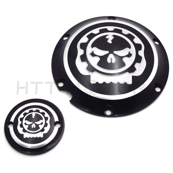 Black Gear Skull Engine Derby Timer Cover For Harley Sportster XL 883 1200 Iron