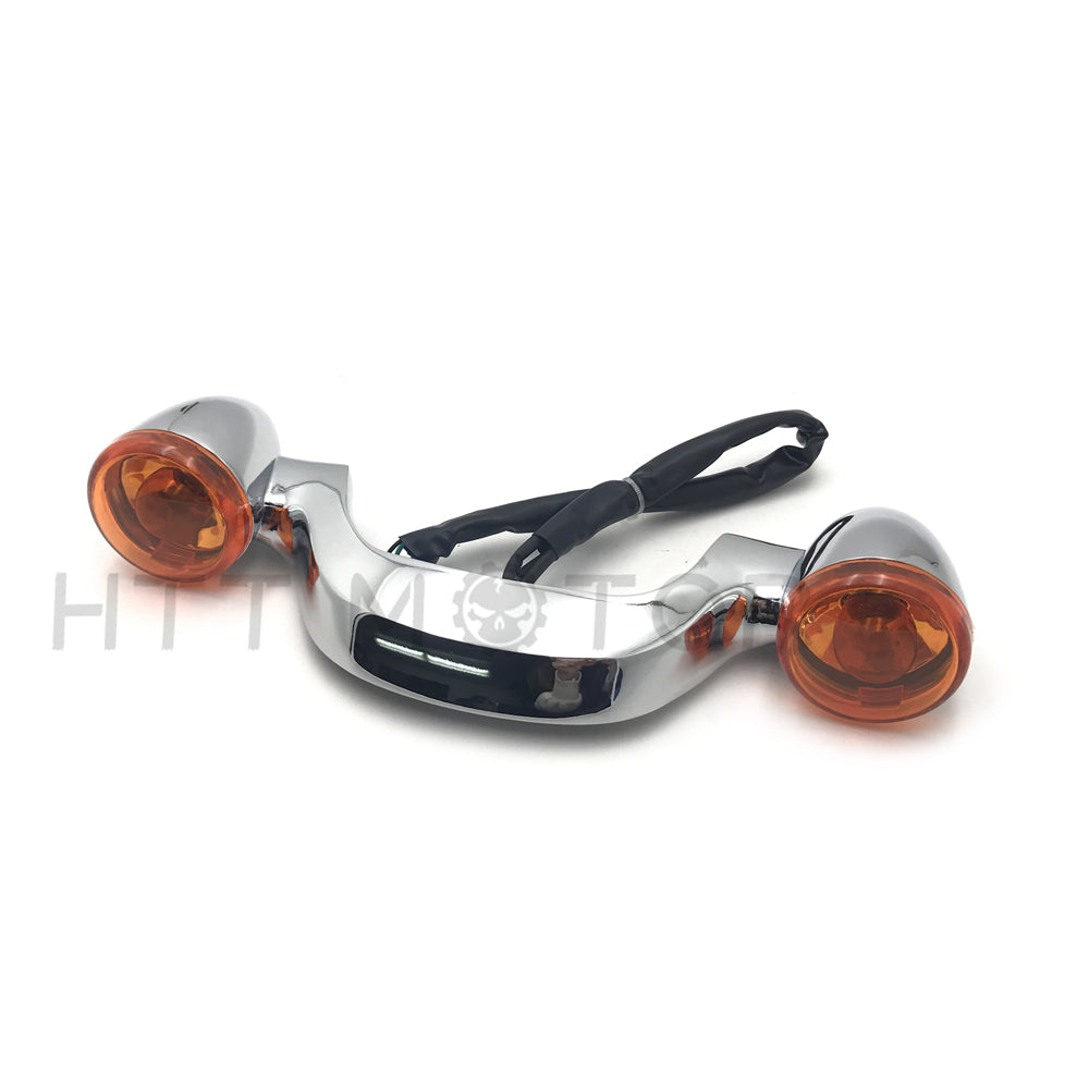 HTTMT Chrome Bullet Rear Light Bar Kit with Amber Lenses